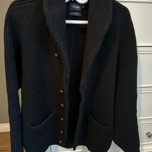Drake’s Black Lambswool Shawl Collar Cardigan - William Lockie